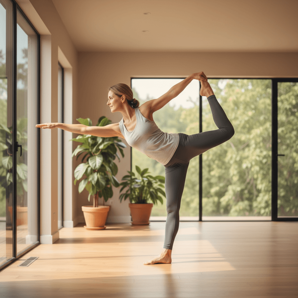 Adult demonstrating spinal mobility and health